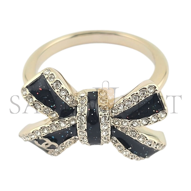 Ch**el cc bow gold black ring abg411